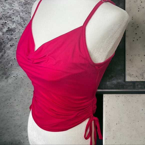 💝 Shein Draped Collar Drawstring Cami Top - Hot Pink - Picture 4 of 5